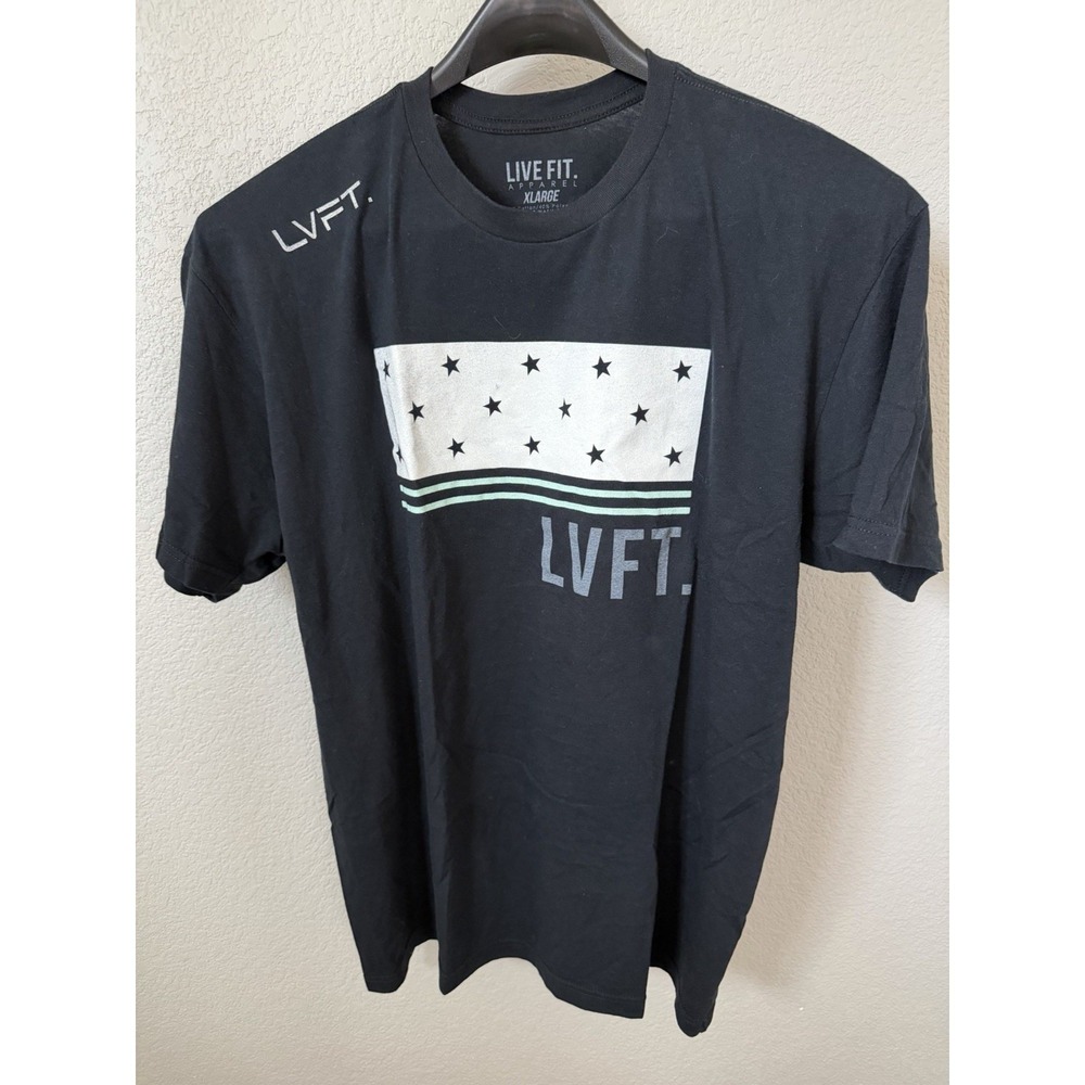 LIVE FIT. LVFT Logo Graphic Black XL Men's Regular Cotton Blend Crew T-Shirt